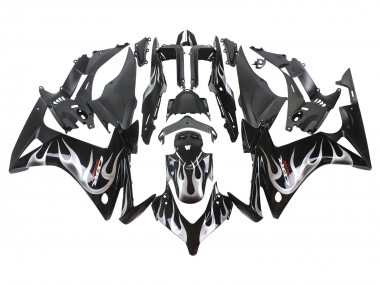 Glänzendes Schwarz Silber Flamme 2013-2015 Honda CBR500R Motorrad Verkleidung