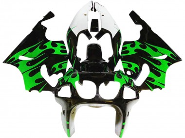 Grün Glänzendes Schwarz Weiß 1996-2003 Kawasaki ZX7R Motorrad Verkleidung
