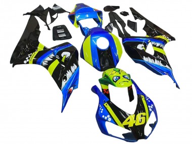 Blau Fluoreszierendes Grün Glänzendes Schwarz Hai 46 2006-2007 Honda CBR1000RR Motorrad Verkleidung