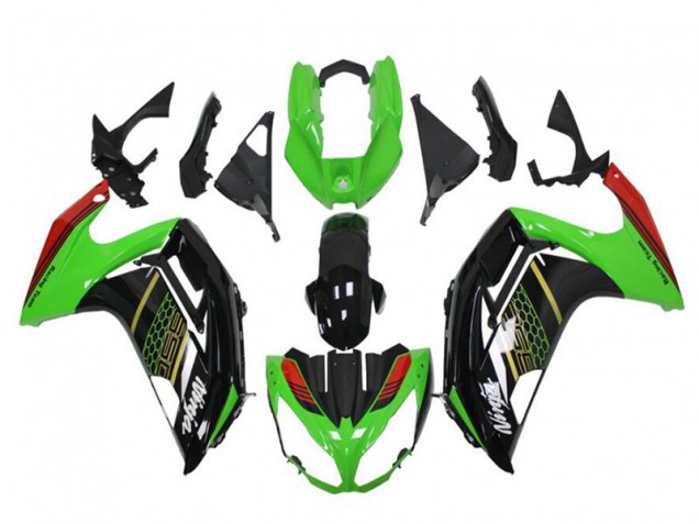 Grün Glänzendes Schwarz Rot Bienenwabe 2012-2016 Kawasaki EX650 Motorrad Verkleidung