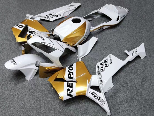 Weiß Gold Schwarz Repsol 2003-2004 Honda CBR600RR Motorrad Verkleidung