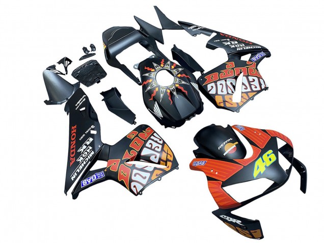 Matt Schwarz Orange Repsol Rossi 46 2003-2004 Honda CBR600RR Motorrad Verkleidung