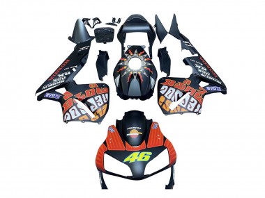 Matt Schwarz Orange Repsol Rossi 46 2003-2004 Honda CBR600RR Motorrad Verkleidung