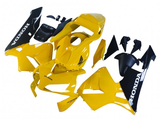 Gelb Glänzendes Schwarz 2003-2004 Honda CBR600RR Motorrad Verkleidung