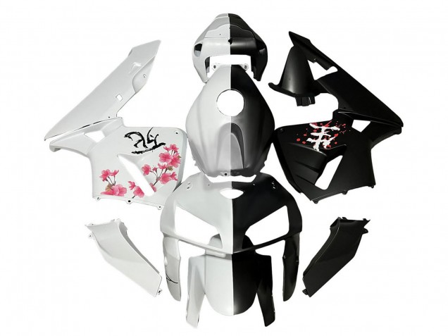 Schwarz Weiß mit Kirschblüte 2005-2006 Honda CBR600RR Motorrad Verkleidung