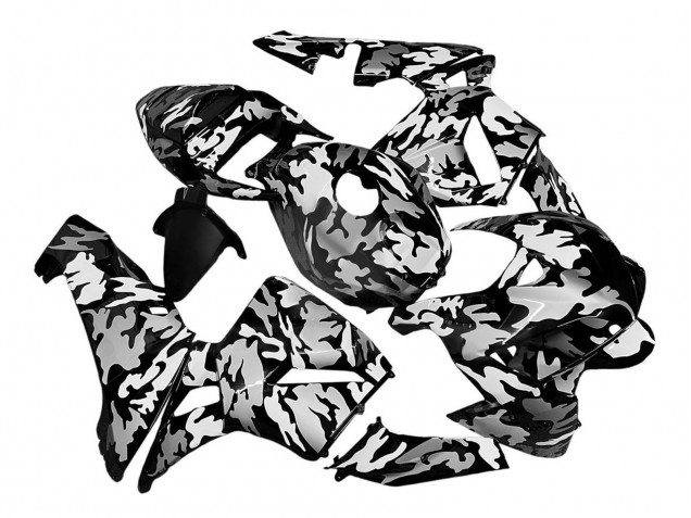 Schwarz Weiß Grau Camouflage 2005-2006 Honda CBR600RR Motorrad Verkleidung