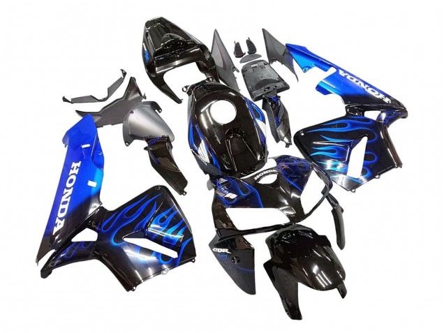 Glänzendes Schwarz Blau Flamme 2005-2006 Honda CBR600RR Motorrad Verkleidung
