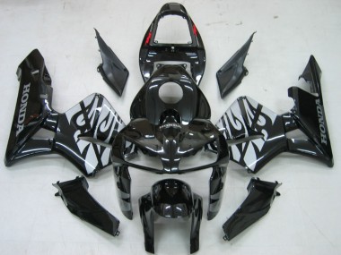 Glänzendes Schwarz Grau Flamme 2005-2006 Honda CBR600RR Motorrad Verkleidung
