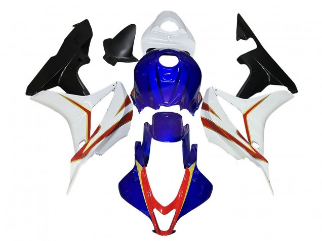 Weiß Blau Rot Glänzendes Schwarz 2007-2008 Honda CBR600RR Motorrad Verkleidung