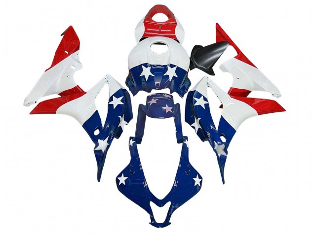 Weiß Blau Rot Stern 2007-2008 Honda CBR600RR Motorrad Verkleidung