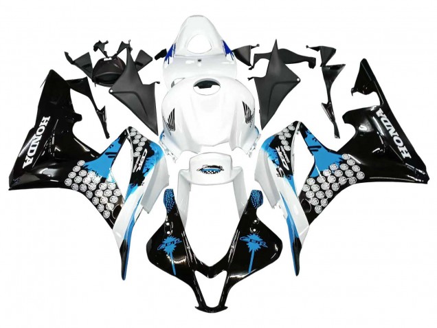 Weiß Hellblau Glänzendes Schwarz 2007-2008 Honda CBR600RR Motorrad Verkleidung