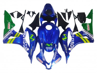 Blau Grün MoviStar Castrol 2007-2008 Honda CBR600RR Motorrad Verkleidung