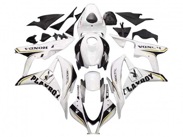 Weiß Gold Glänzendes Schwarz Playboy 2007-2008 Honda CBR600RR Motorrad Verkleidung