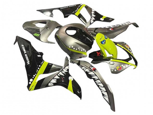 Grau Fluoreszierendes Gelb Hai 2007-2008 Honda CBR600RR Motorrad Verkleidung