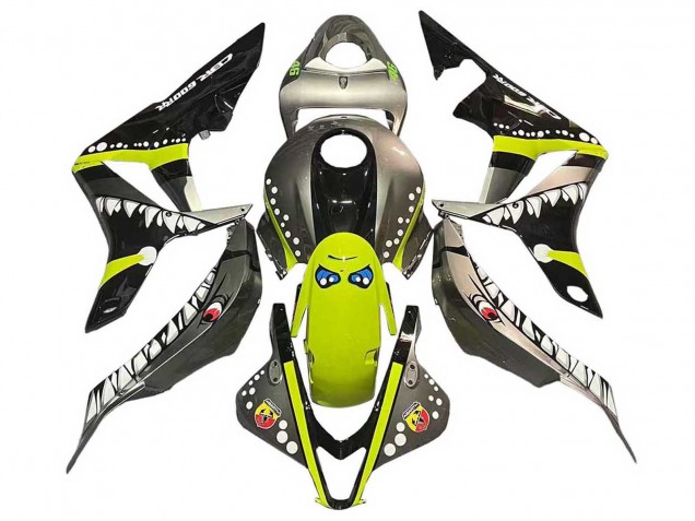 Grau Fluoreszierendes Gelb Hai 2007-2008 Honda CBR600RR Motorrad Verkleidung
