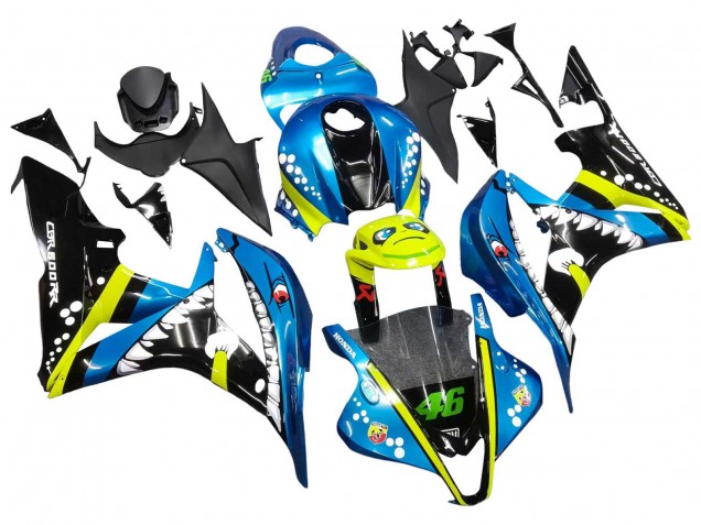 Grün Gelb Glänzendes Schwarz Hai 46 2007-2008 Honda CBR600RR Motorrad Verkleidung