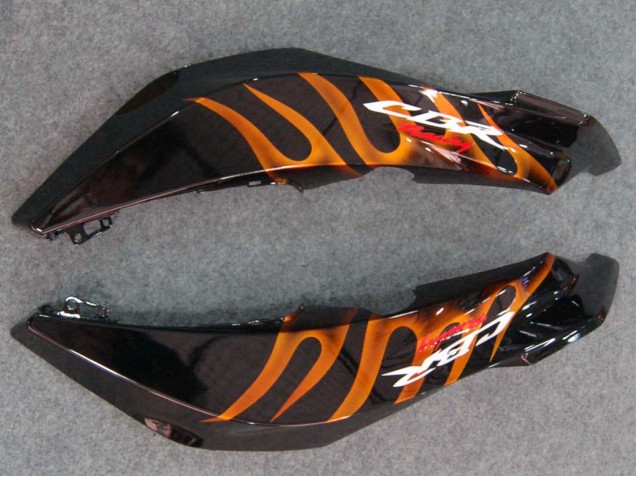 Glänzendes Schwarz Orange Flamme 2007-2008 Honda CBR600RR Motorrad Verkleidung