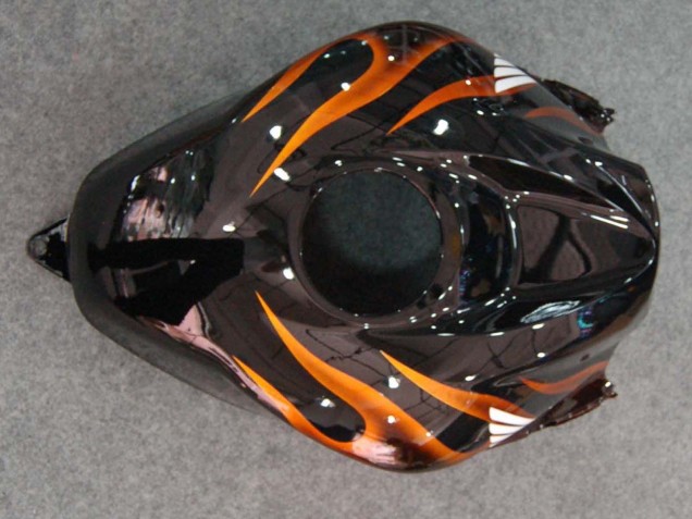 Glänzendes Schwarz Orange Flamme 2007-2008 Honda CBR600RR Motorrad Verkleidung