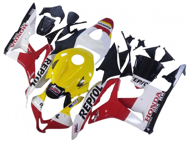 Weiß Gelb Rot Repsol HRC 2007-2008 Honda CBR600RR Motorrad Verkleidung