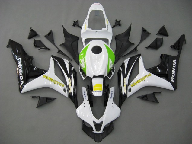 Weiß Grün Gelb Glänzendes Schwarz Hannspree 2007-2008 Honda CBR600RR Motorrad Verkleidung