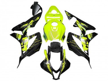 Gelb Glänzendes Schwarz 2007-2008 Honda CBR600RR Motorrad Verkleidung