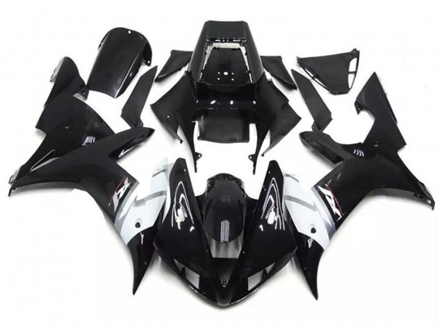 Glänzendes Schwarz Weiß Silber 2002-2003 Yamaha YZF R1 Motorrad Verkleidung