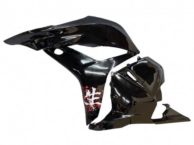 Weiß Cherry Blossom Glänzendes Schwarz 2009-2012 Honda CBR600RR Motorrad Verkleidung