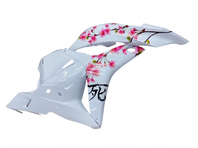 Weiß Cherry Blossom Glänzendes Schwarz 2009-2012 Honda CBR600RR Motorrad Verkleidung