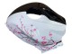 Weiß Cherry Blossom Glänzendes Schwarz 2009-2012 Honda CBR600RR Motorrad Verkleidung
