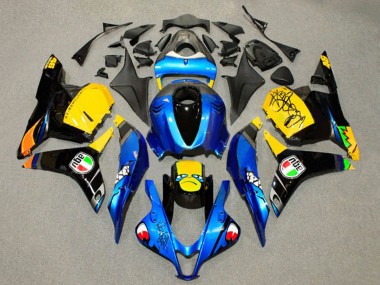 Blau Gelb Glänzendes Schwarz Hai 46 2009-2012 Honda CBR600RR Motorrad Verkleidung