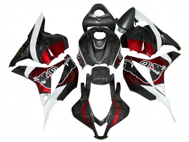 Weiß Rot Schwarz Carbonfaser 2009-2012 Honda CBR600RR Motorrad Verkleidung