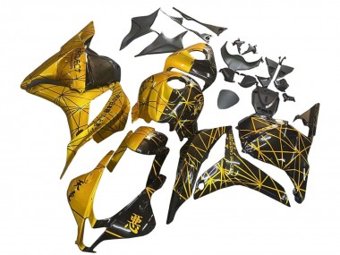 Gold Glänzendes Schwarz 2009-2012 Honda CBR600RR Motorrad Verkleidung