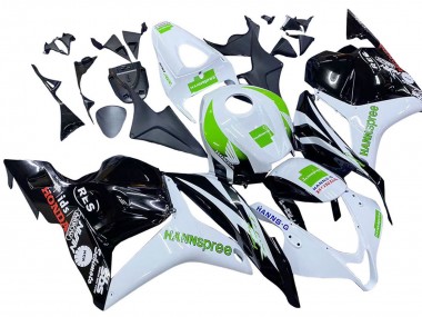 Weiß Grün Glänzendes Schwarz Hannspree 2009-2012 Honda CBR600RR Motorrad Verkleidung