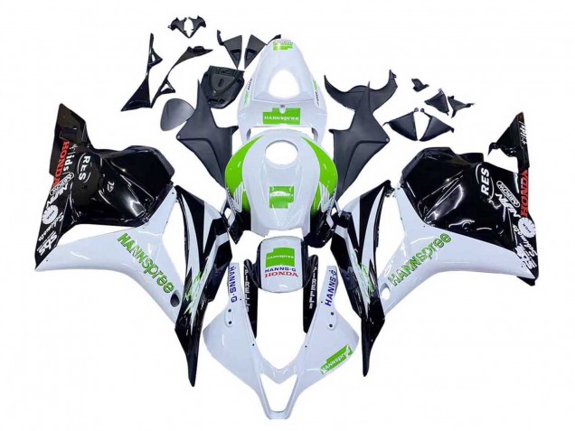 Weiß Grün Glänzendes Schwarz Hannspree 2009-2012 Honda CBR600RR Motorrad Verkleidung