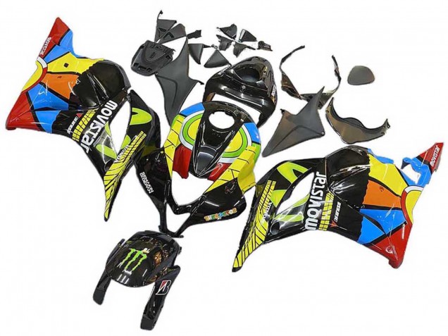 Schwarz Mehrfarbig MoviStar 2009-2012 Honda CBR600RR Motorrad Verkleidung
