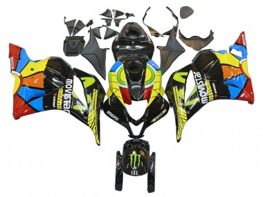 Schwarz Mehrfarbig MoviStar 2009-2012 Honda CBR600RR Motorrad Verkleidung