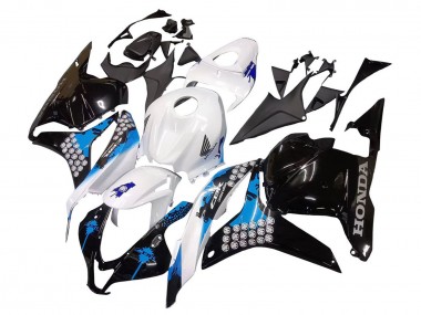 Weiß Blau Glänzendes Schwarz 2009-2012 Honda CBR600RR Motorrad Verkleidungen Kit