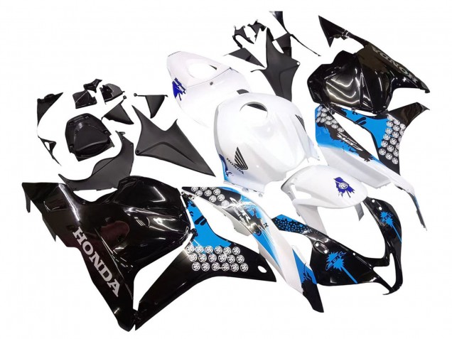 Weiß Blau Glänzendes Schwarz 2009-2012 Honda CBR600RR Motorrad Verkleidungen Kit