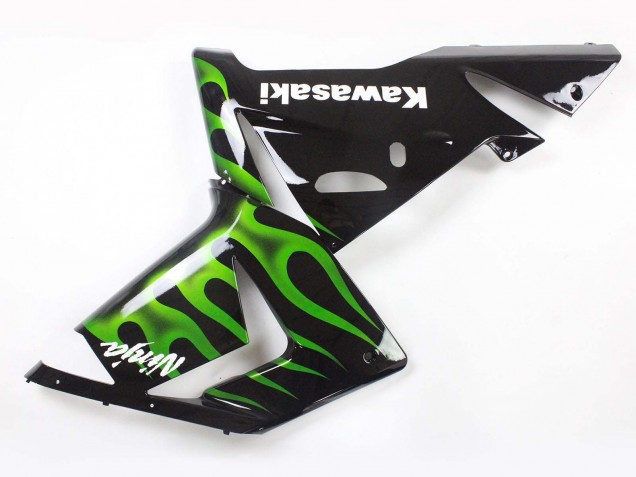 Schwarz mit Grüner Flamme Ninja 2004-2005 Kawasaki ZX10R Motorrad Verkleidung