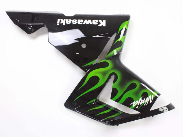 Schwarz mit Grüner Flamme Ninja 2004-2005 Kawasaki ZX10R Motorrad Verkleidung