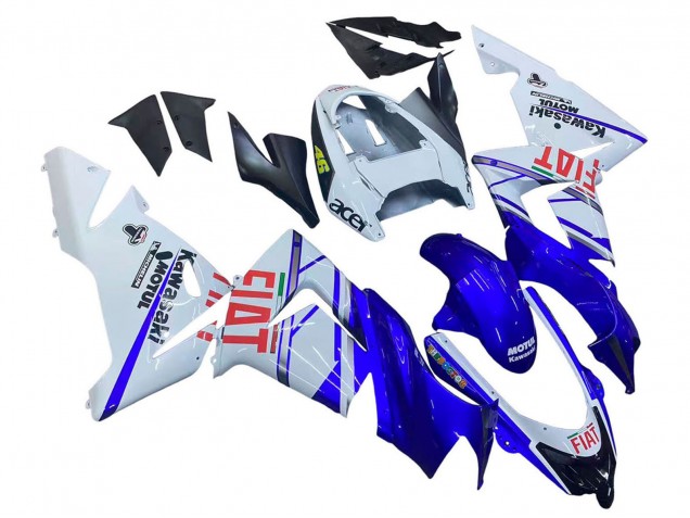 Glänzendes Blau Weiß Fiat Motul 2004-2005 Kawasaki ZX10R Motorrad Verkleidung