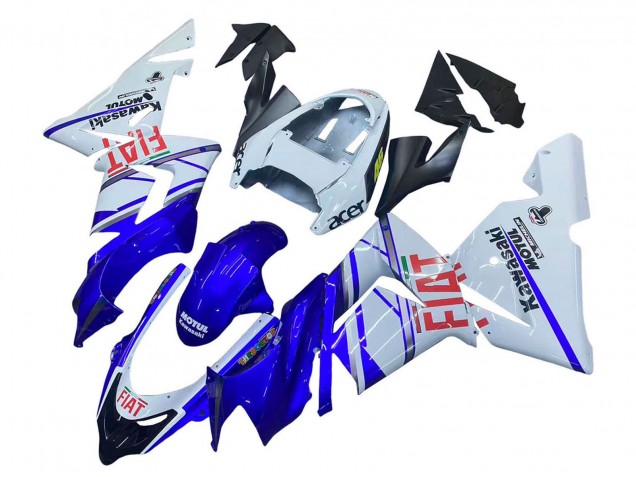 Glänzendes Blau Weiß Fiat Motul 2004-2005 Kawasaki ZX10R Motorrad Verkleidung