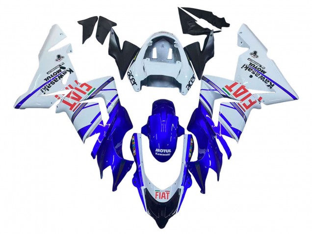 Glänzendes Blau Weiß Fiat Motul 2004-2005 Kawasaki ZX10R Motorrad Verkleidung