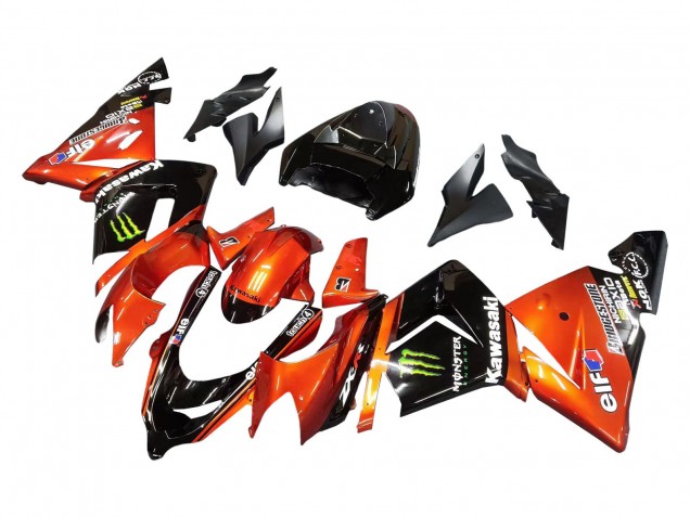 Burnt Orange Schwarz Monster Elf 2004-2005 Kawasaki ZX10R Motorrad Verkleidung
