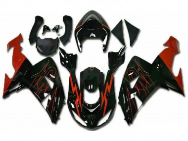 Glänzendes Schwarz Rot 2006-2007 Kawasaki ZX10R Motorrad Verkleidung