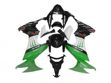 Glänzendes Schwarz Weiß Grün Monster 2008-2010 Kawasaki ZX10R Motorrad Verkleidung