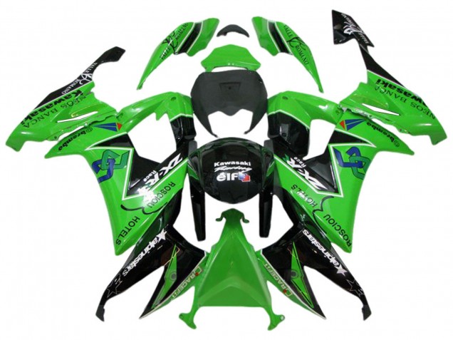 Grün Glänzendes Schwarz Rosciou Hotels 2008-2010 Kawasaki ZX10R Motorrad Verkleidung