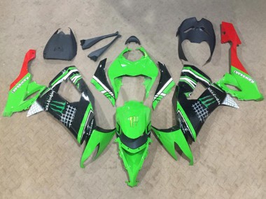 Grün Weiß Schwarz Rot Monster 2008-2010 Kawasaki ZX10R Motorrad Verkleidung