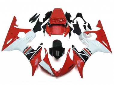Rot Weiß Glänzendes Schwarz 2003-2004 Yamaha YZF R6 Motorrad Verkleidung