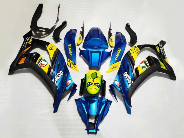 Blau Gelb Schwarz Hai 2008-2010 Kawasaki ZX10R Motorrad Verkleidung